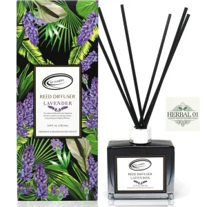 Air Jungles Lavender Scent Reed Diffuser Set with Sticks – 3.4 Fl. Oz Essential Incense Oil for Bathroom, Office, Gym, and Bedroom Fragrance